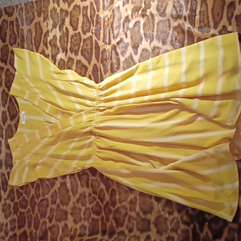 Monteau Mustard and White Striped  Dress L